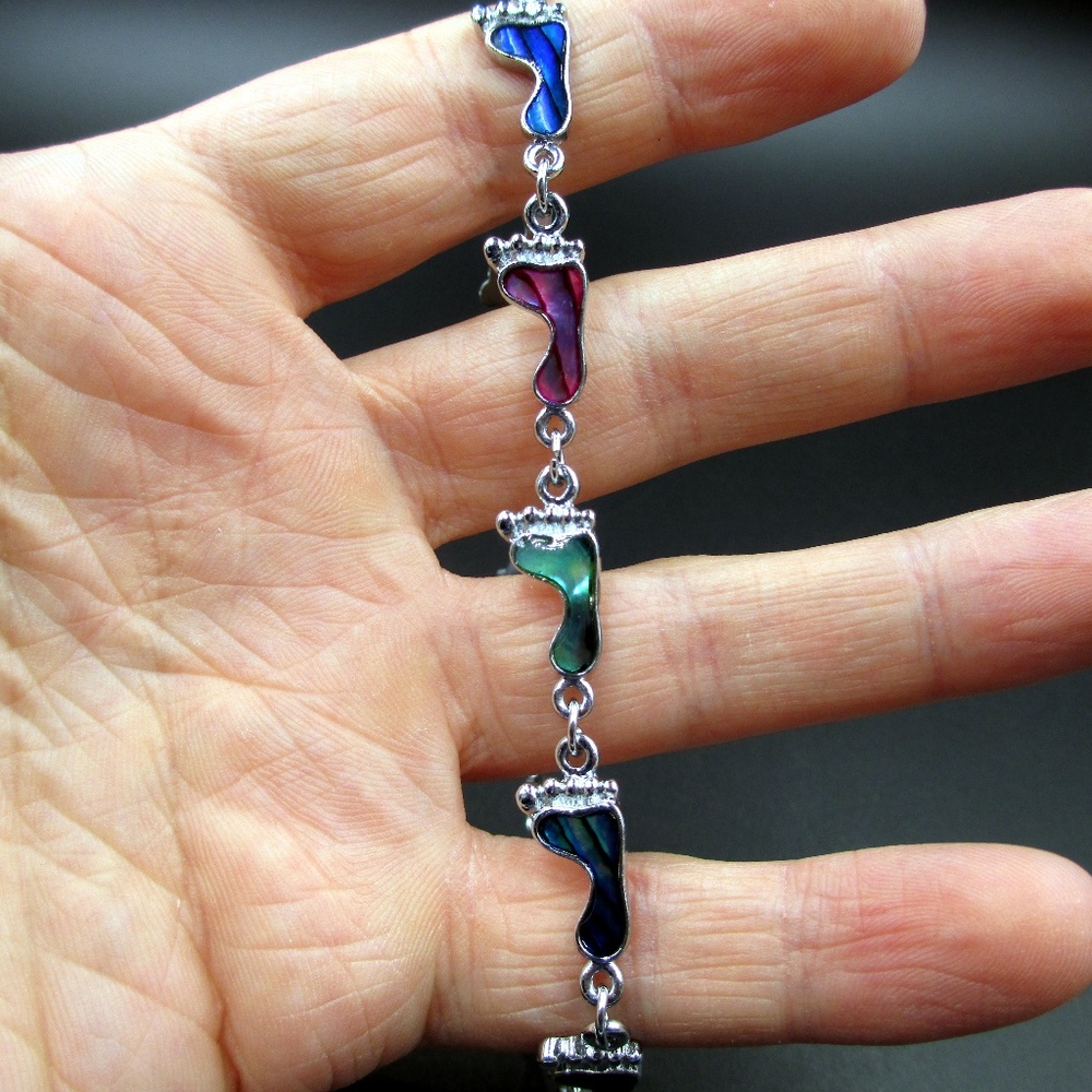 Vintage 11 Inch Colorful Foot Prints Bracelet